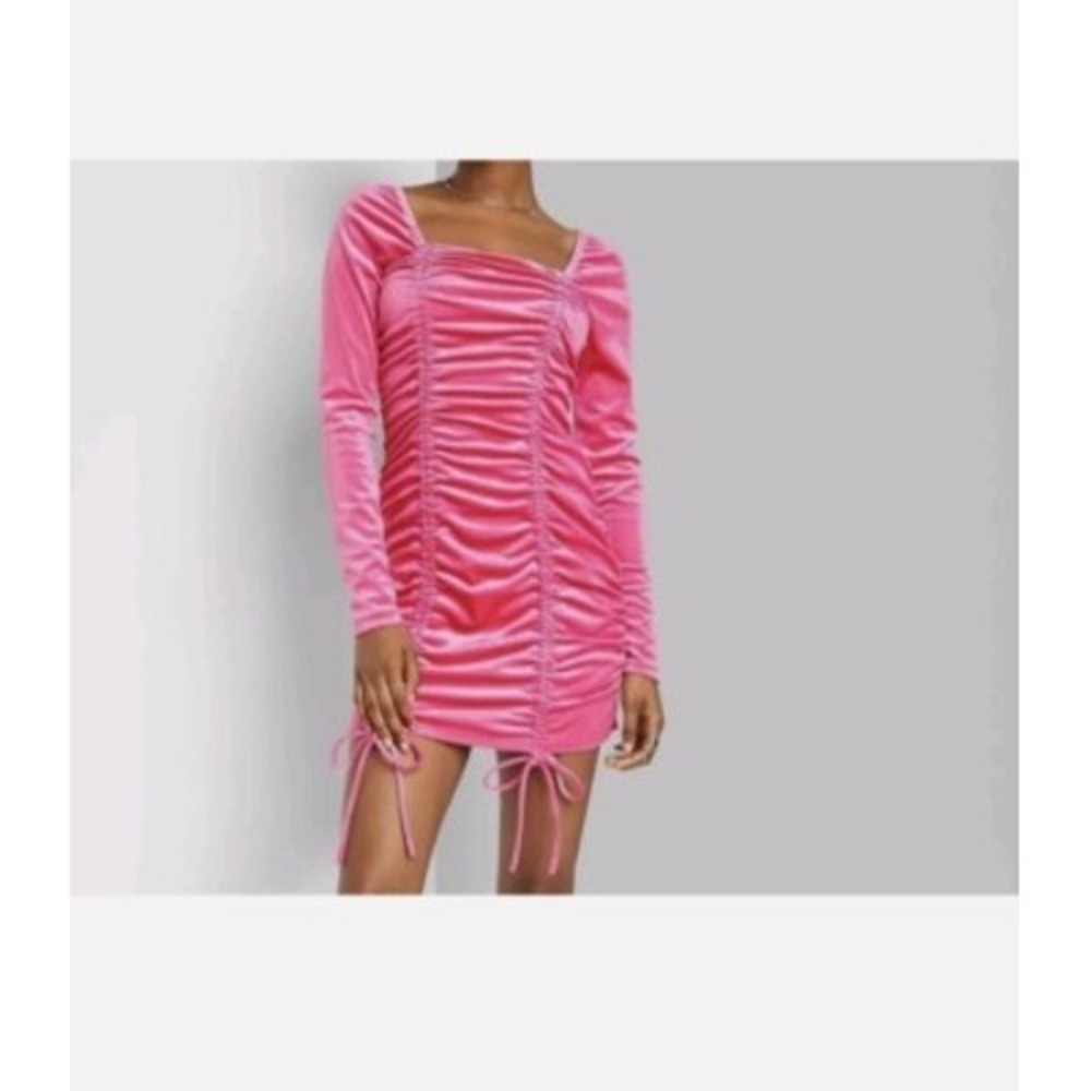 wild fable Bubblegum Pink Ruched Long-Sleeve Mini Dress